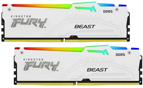 Оперативная память 32 Gb (2x16Gb) DDR5 6000MHz Kingston Fury Beast White RGB KF560C30BWEAK2-32