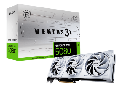 Видеокарта MSI GeForce RTX 5080 Ventus 3X OC 16G (RTX 5080 16G Ventus 3X OC White)