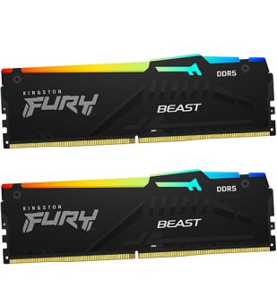 Оперативная память 16 Gb (2x8Gb) DDR5 6000MHz Kingston Fury Beast Black RGB KF560C36BBEAK2-16