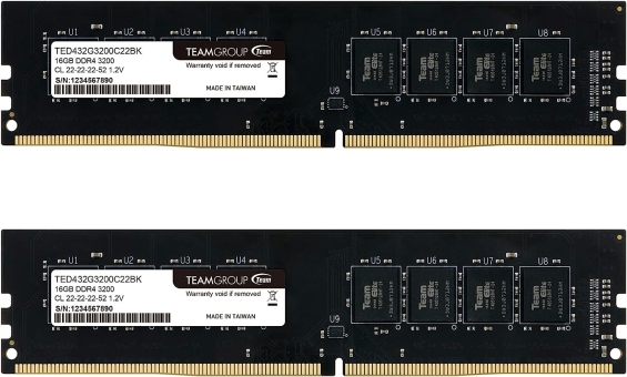 Оперативная память Team Group Elite 32 Gb (2x16Gb) DDR4 3200MHz (TED432G3200C22DC01)